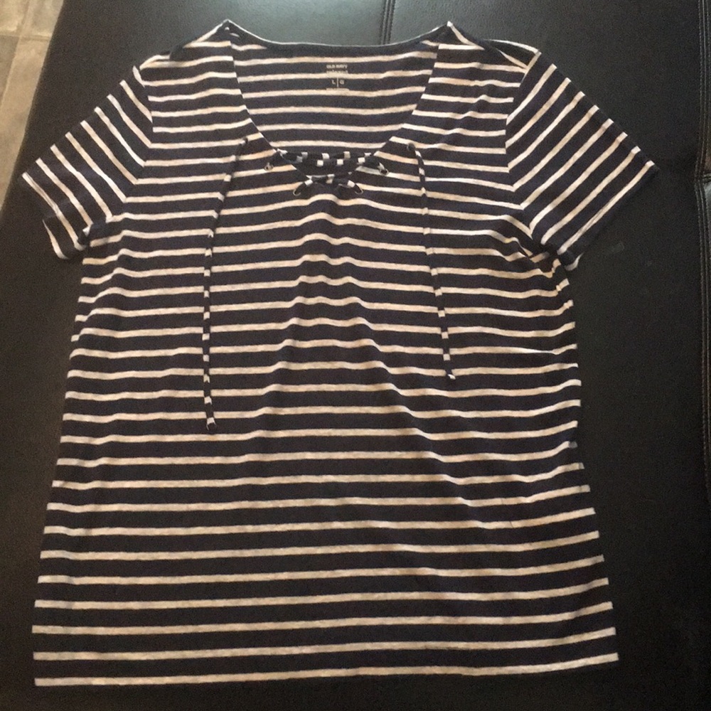 Navy and white stripe shirt with ties